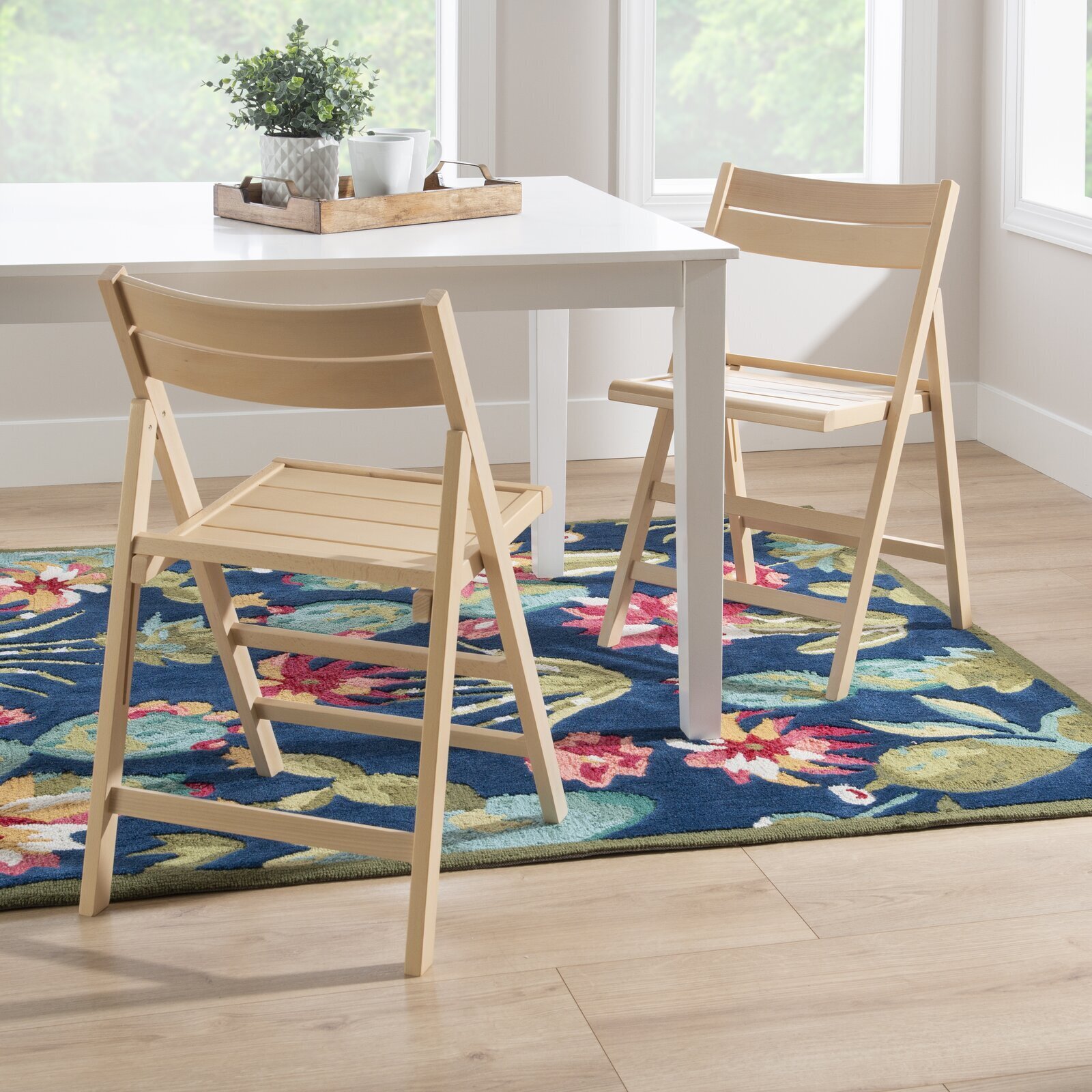 Light Colored Vintage Wooden Folding Chairs