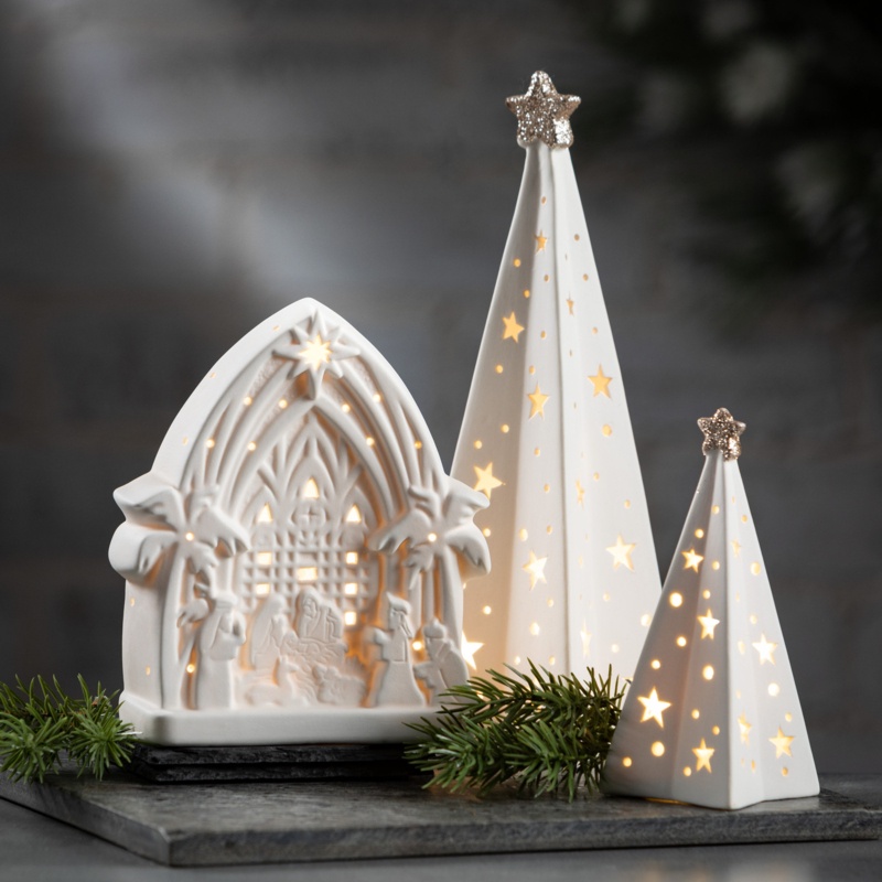 Lighted Star Trees - Set Of 3