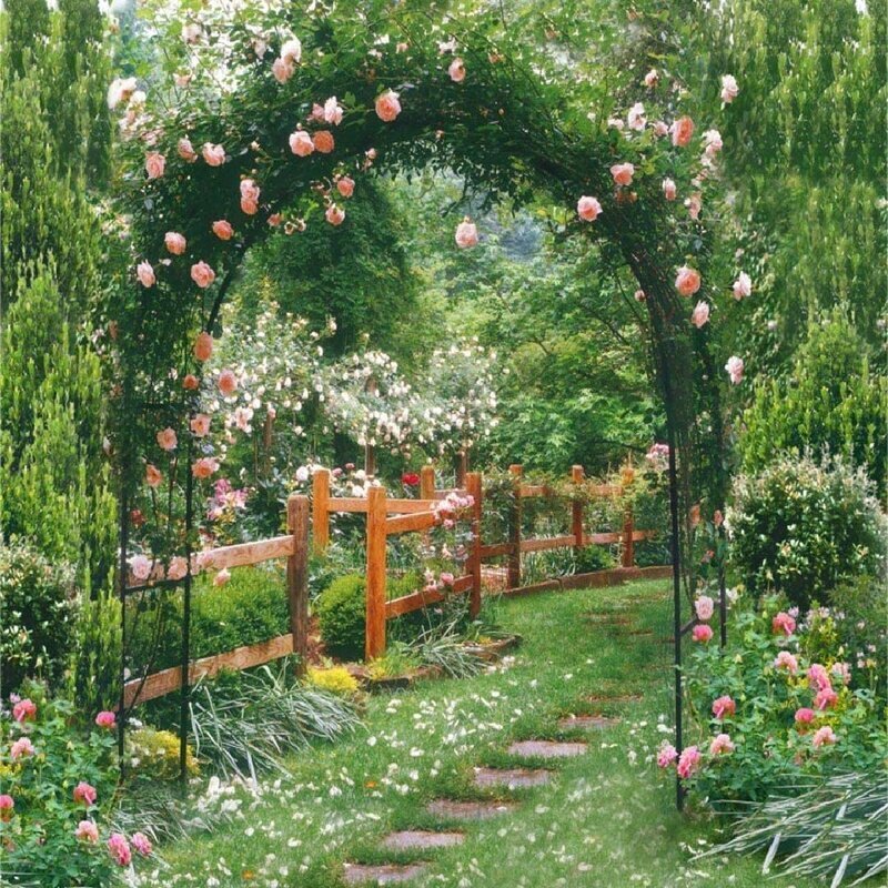 Lightweight Dark Green Metal Arch Trellis