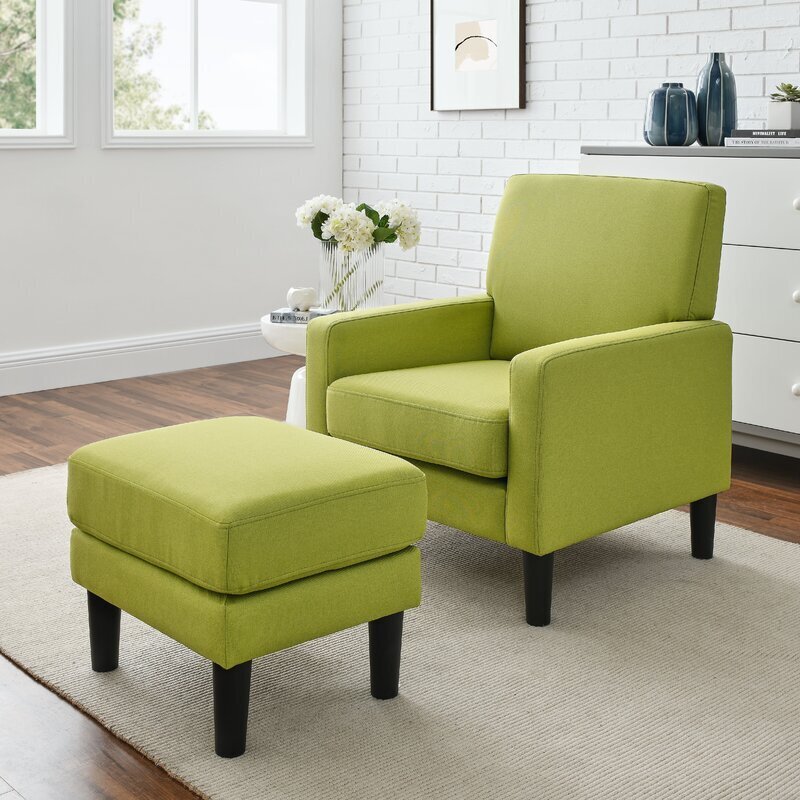 Lime Green Chair with Ottoman