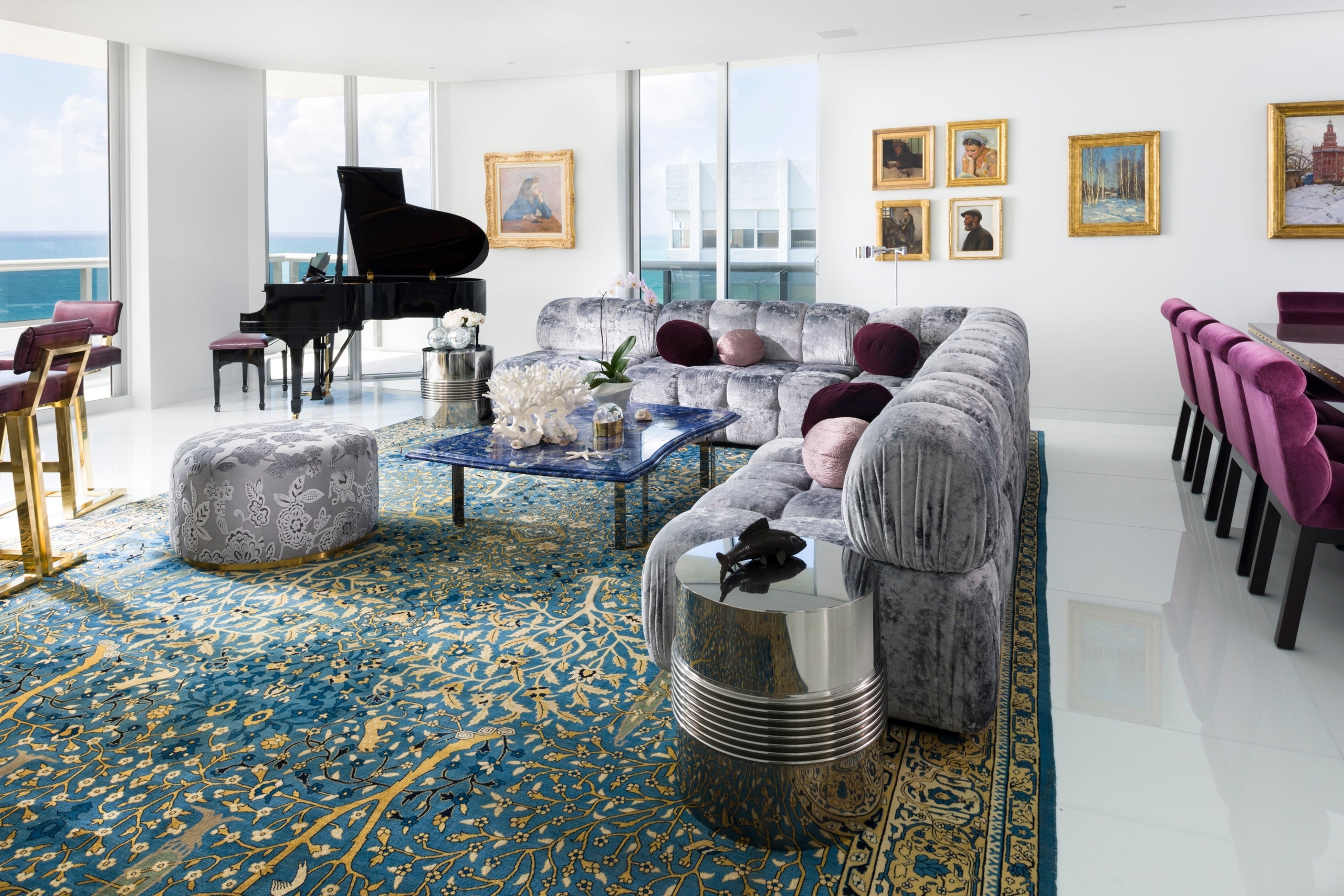 Living room with a large rug