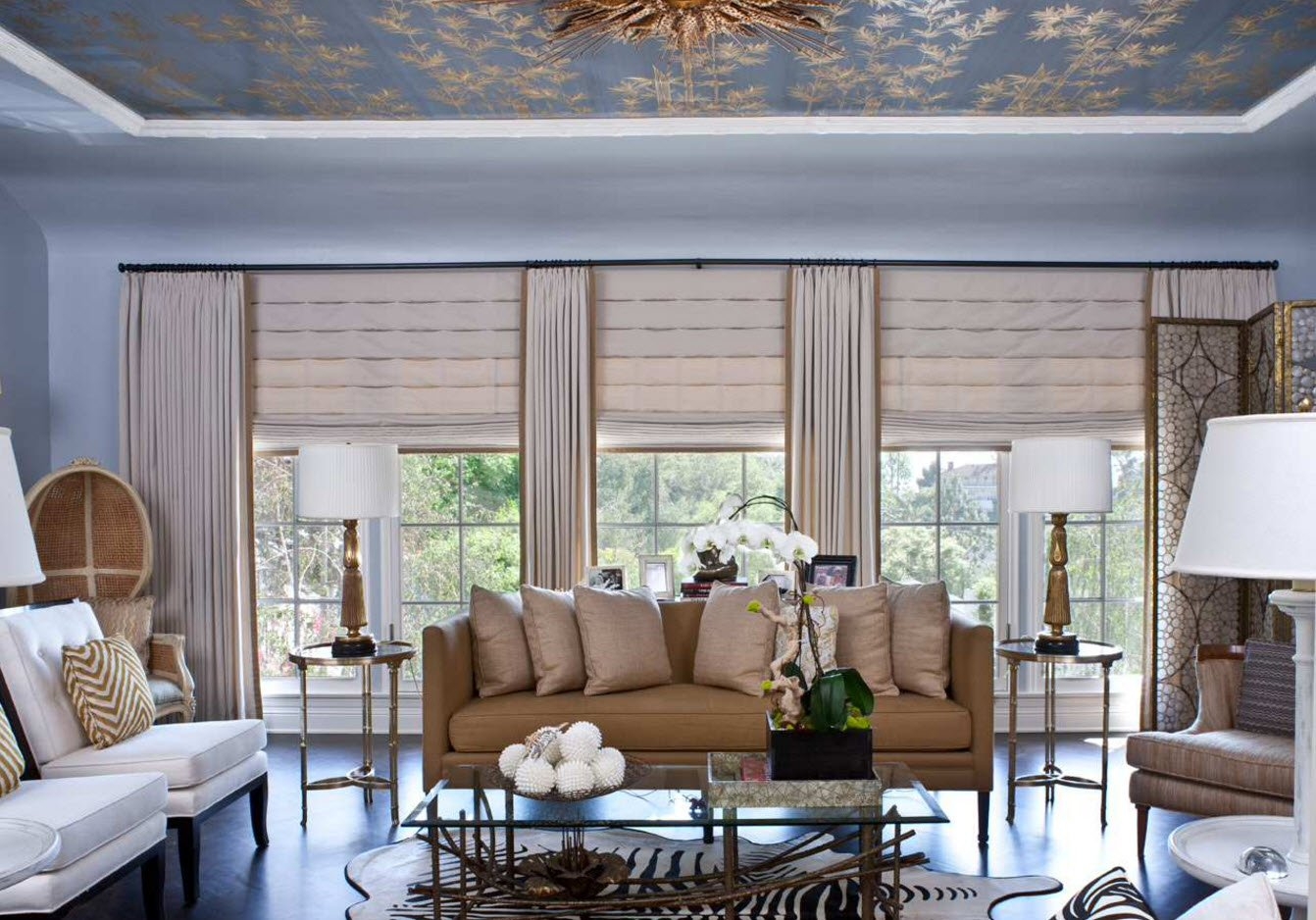 Living room with a zebra rug