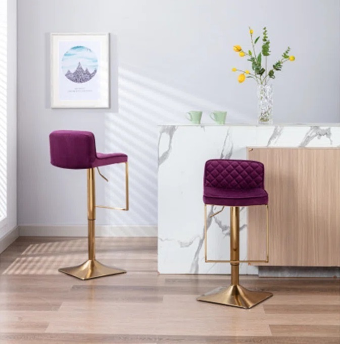 Low Back Dark Purple Bar Stools