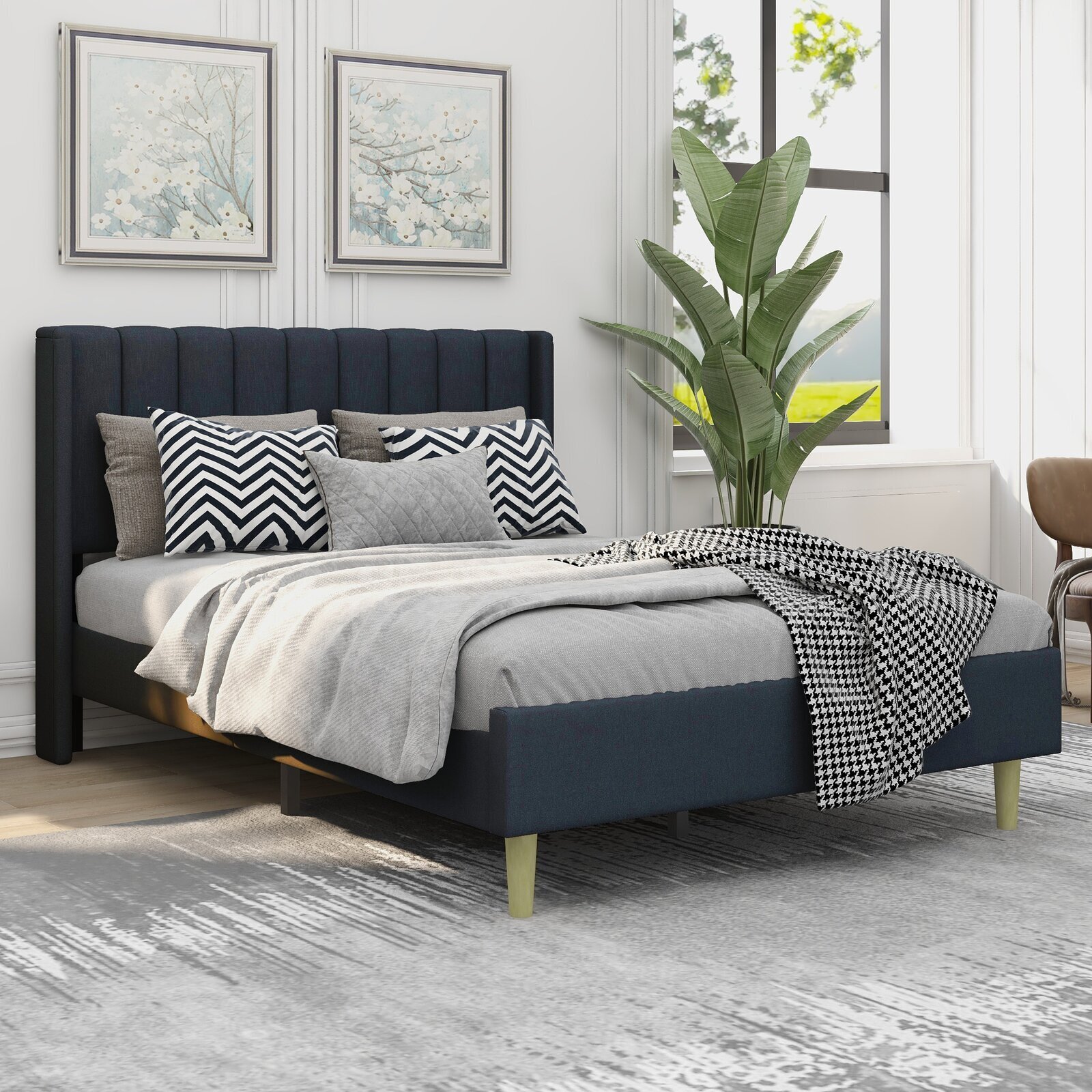 Low Profile Upholstered Twin Bed