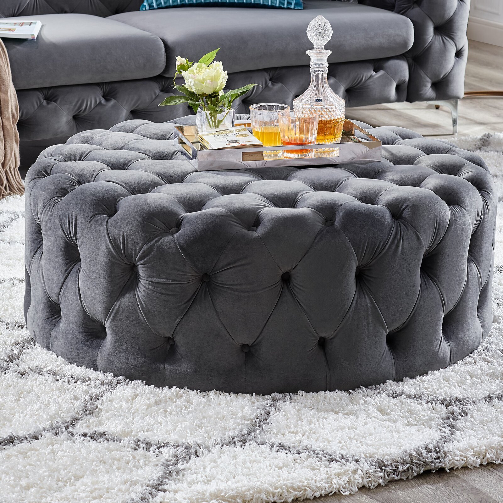 Luxury Large Round Ottoman Coffee Table