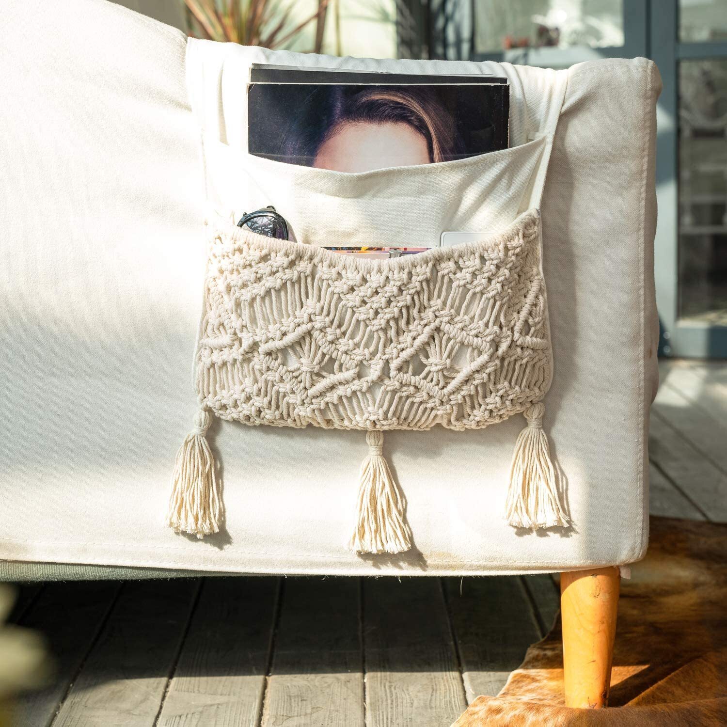 Macrame over the armchair organizer