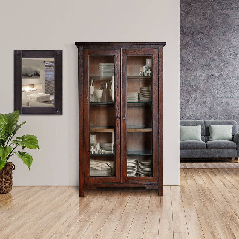 Mahogany and mango wood curio cabinet