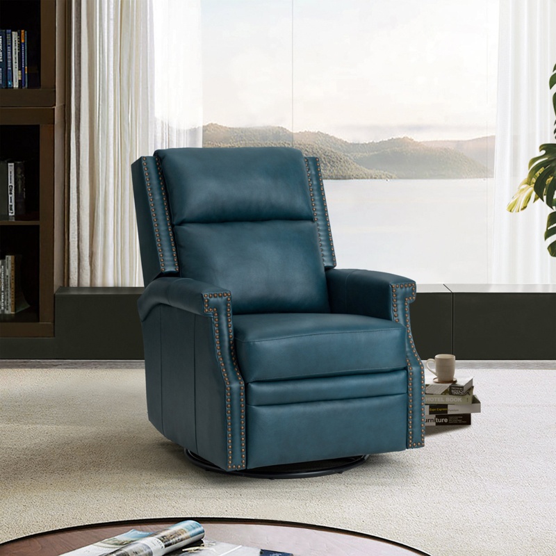 Manning 29.6'' Wide Genuine Leather Manual Swivel Rocking Standard Recliner