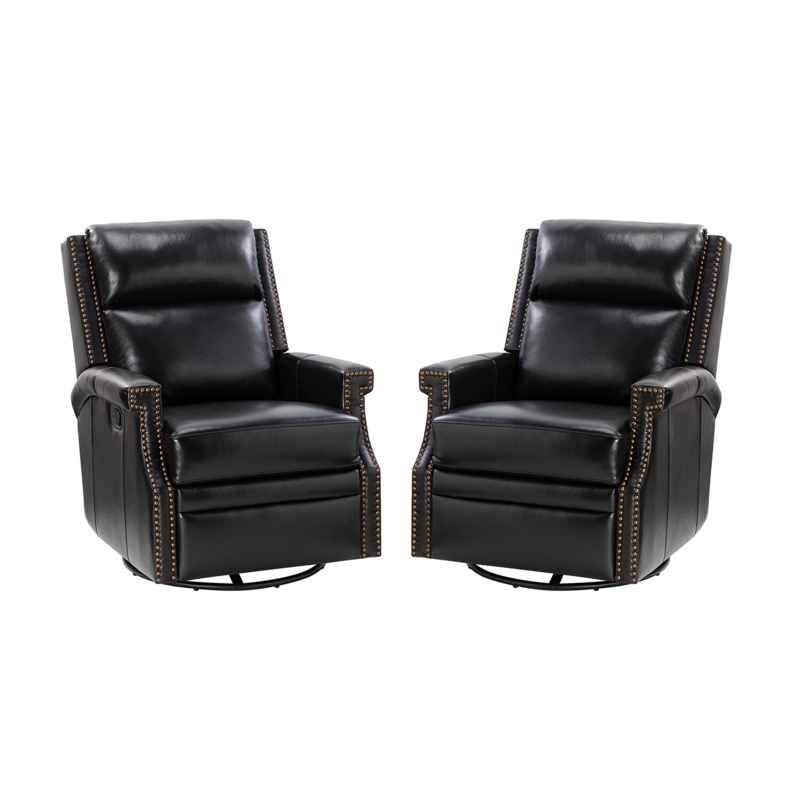 Manning 29.6" Wide Genuine Leather Manual Swivel Rocking Standard Recliner