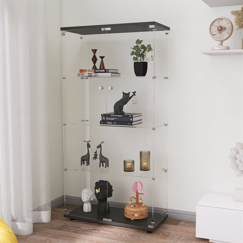 Manufactured wood and glass curio cabinet
