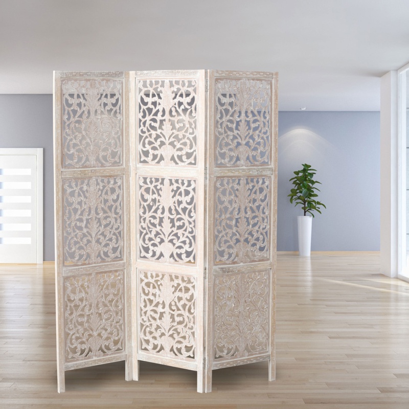Mao 59.1'' W x 71.7'' H 3 - Panel Solid Wood Folding Room Divider