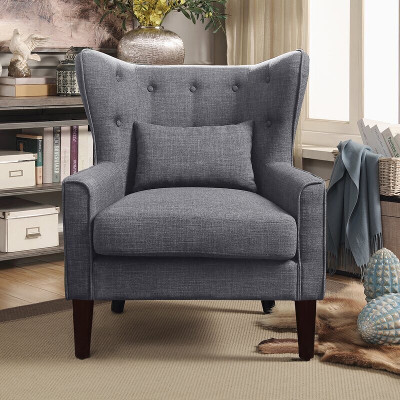 Maple wood small wingback armchair