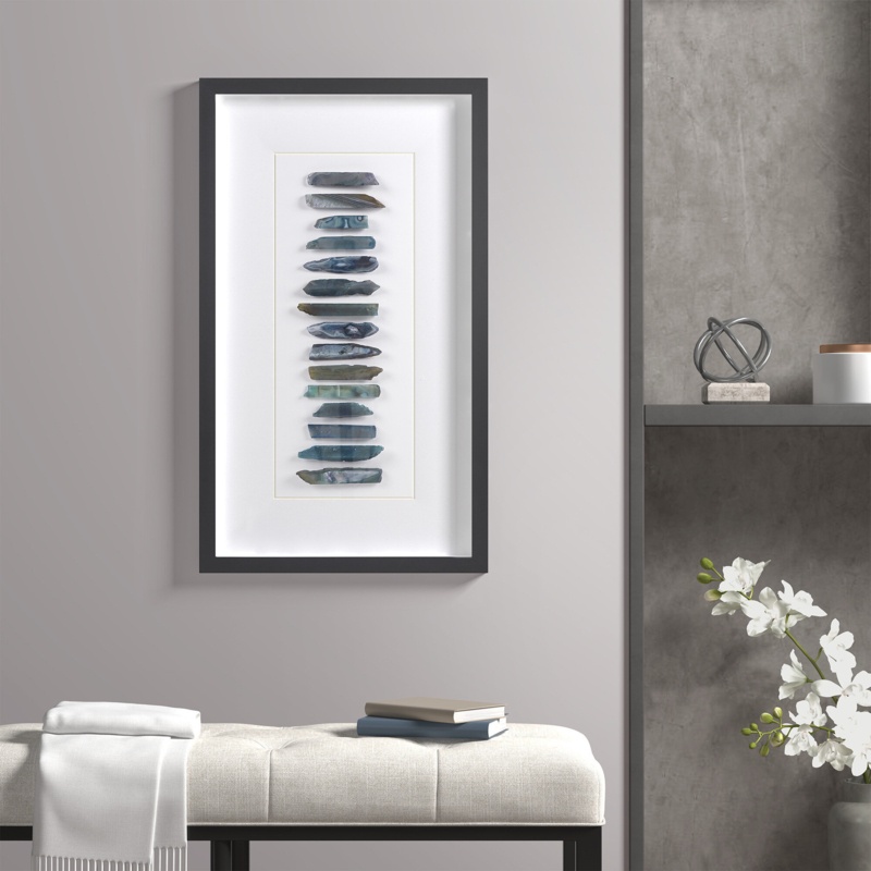 Martha Stewart Cerulean Stones Real Natural Agate Framed Shadowbox