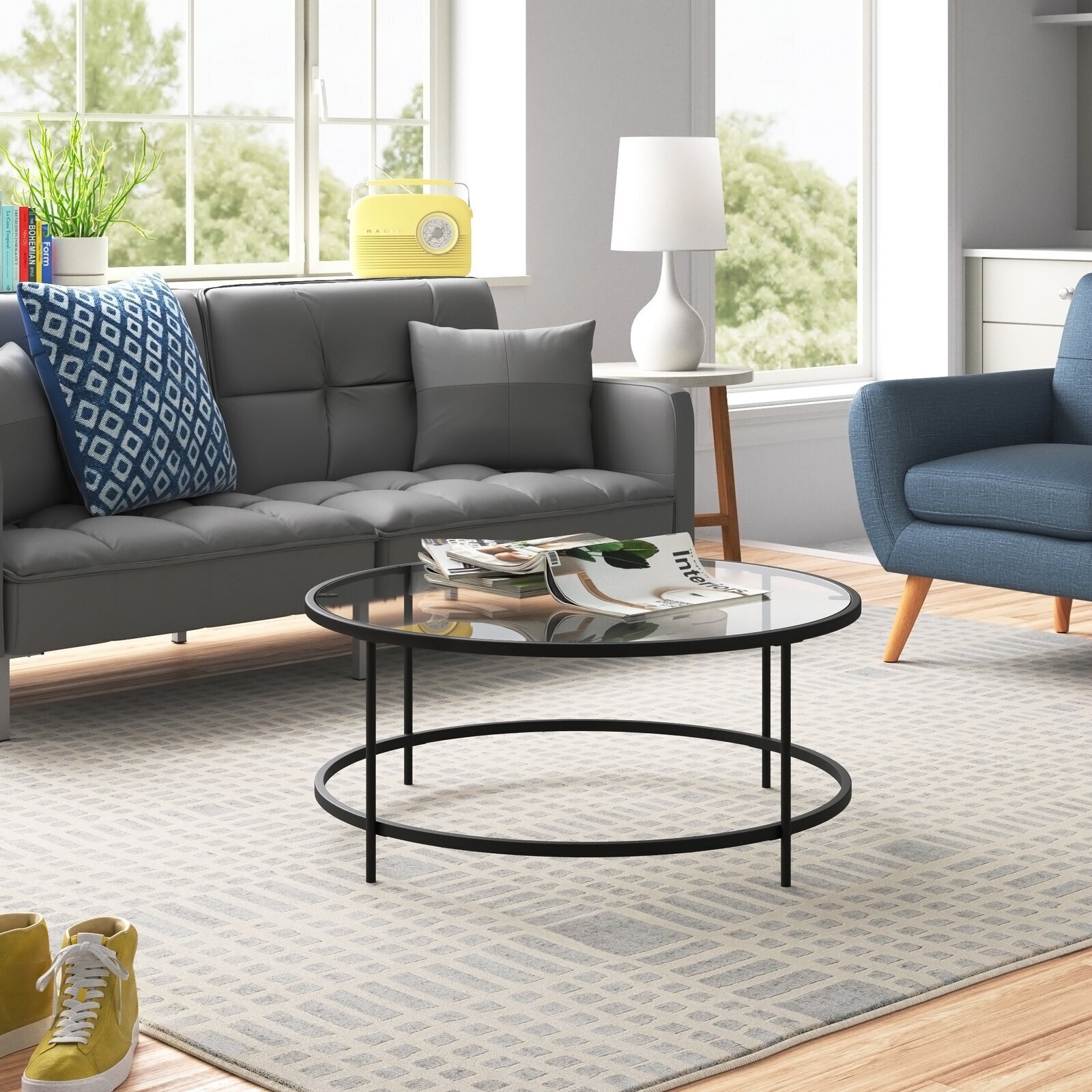 Matte Black Round Coffee Table