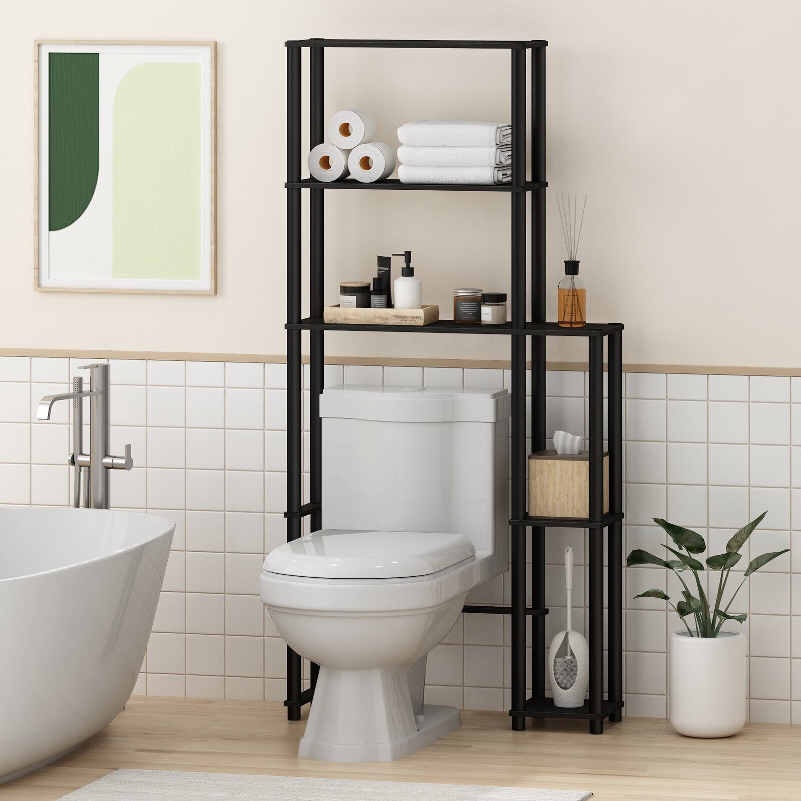 Black Over The Toilet Storage