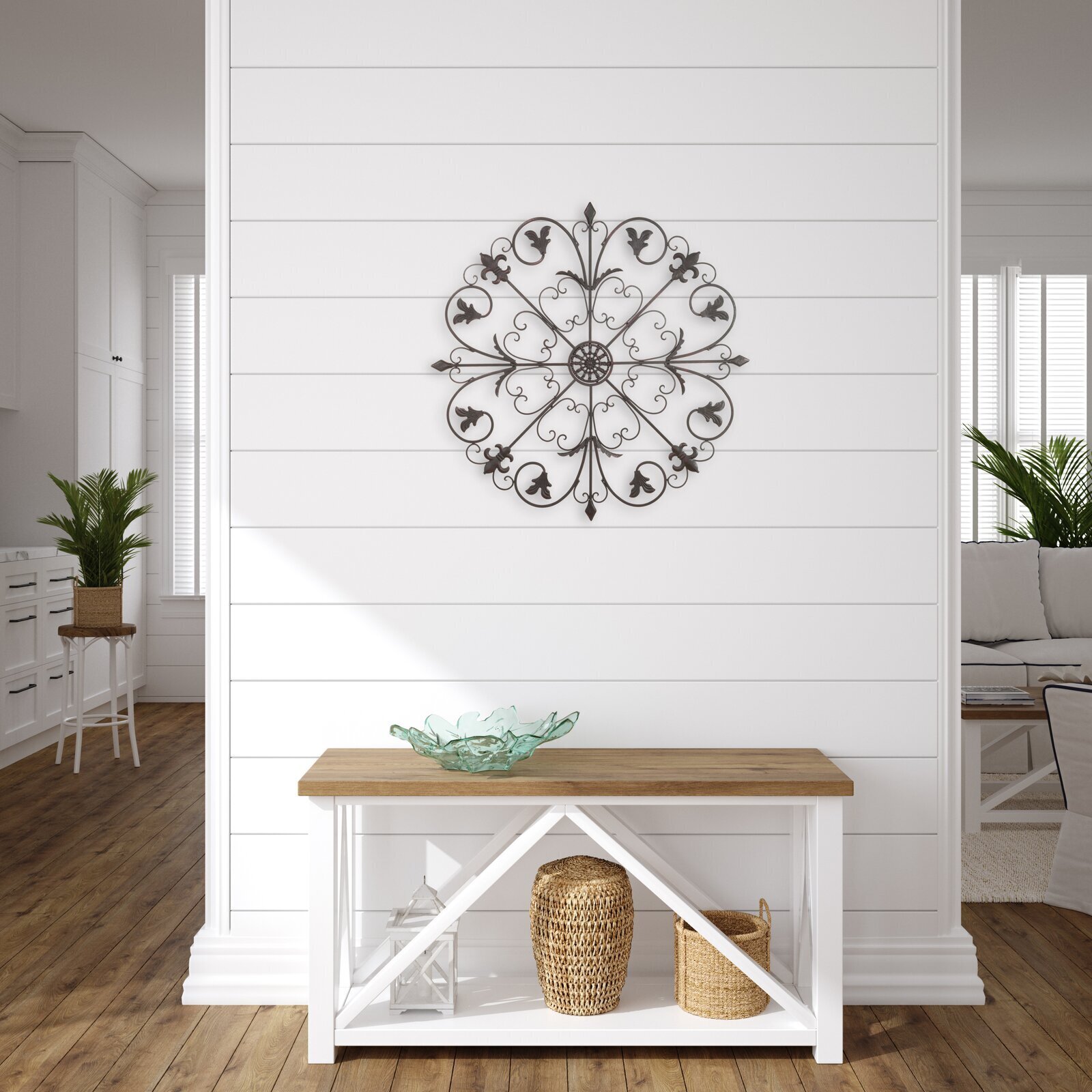 Medallion outdoor metal wall art