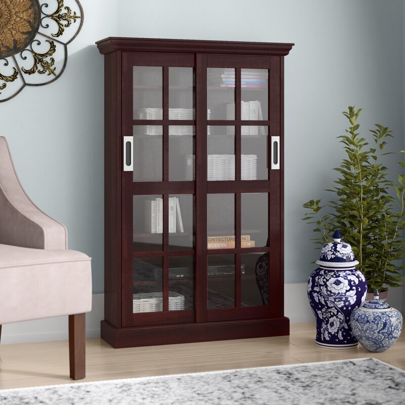 Media Storage Cabinet With Sliding Doors
