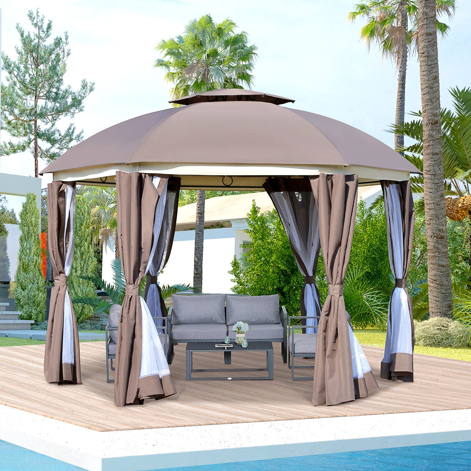 Mediterranean Style Curved Roof Gazebo