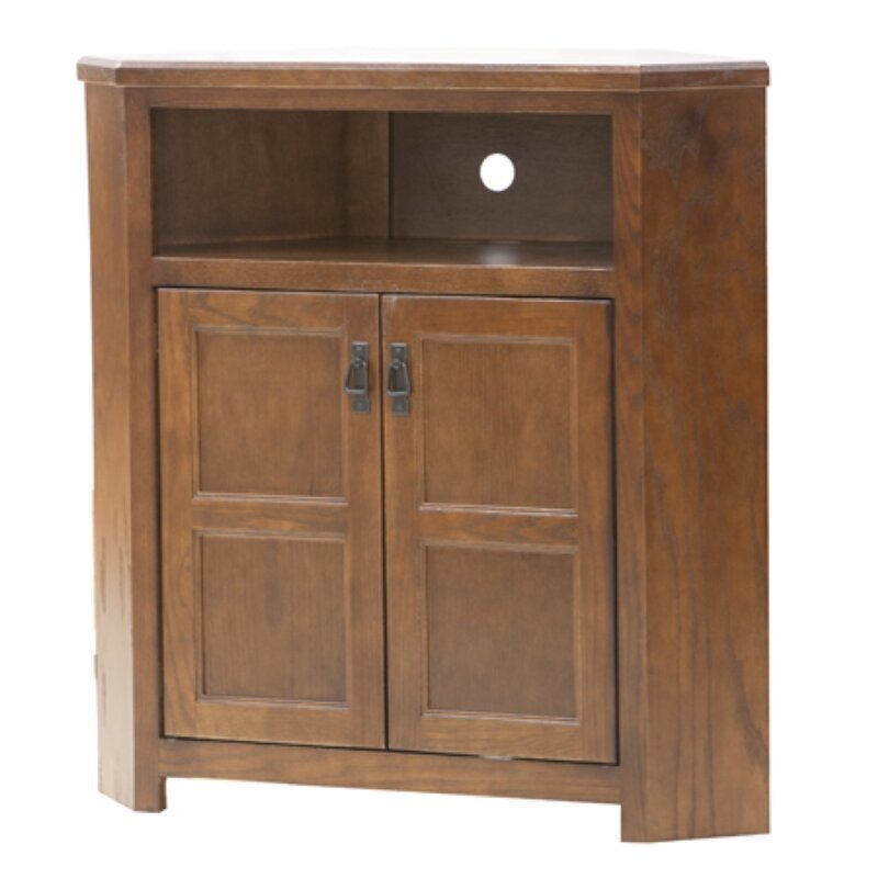 Medium Oak Finish Corner TV Stand For 55 inch TV 