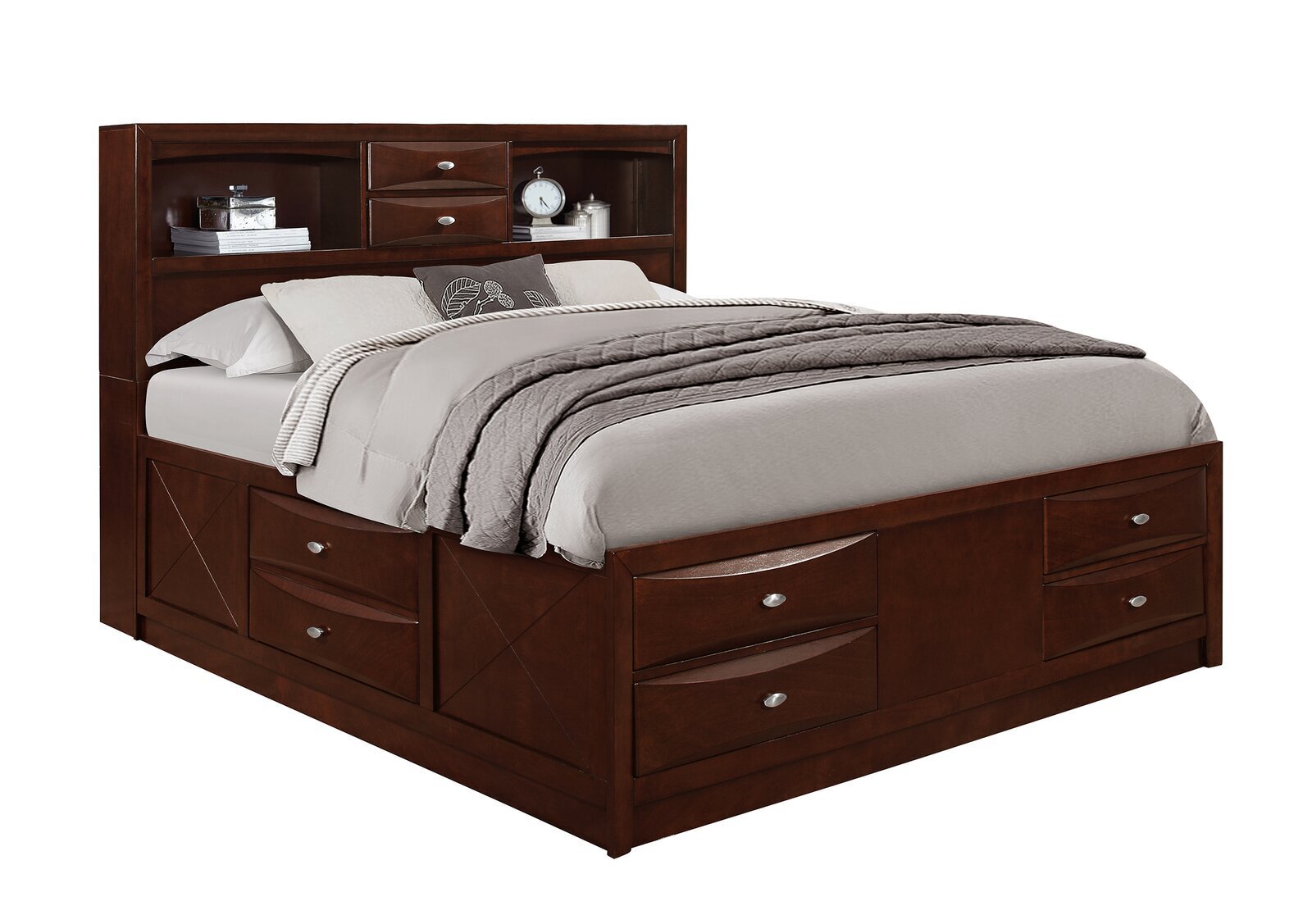 Merlot Toned Traditional Bookcase Bed 