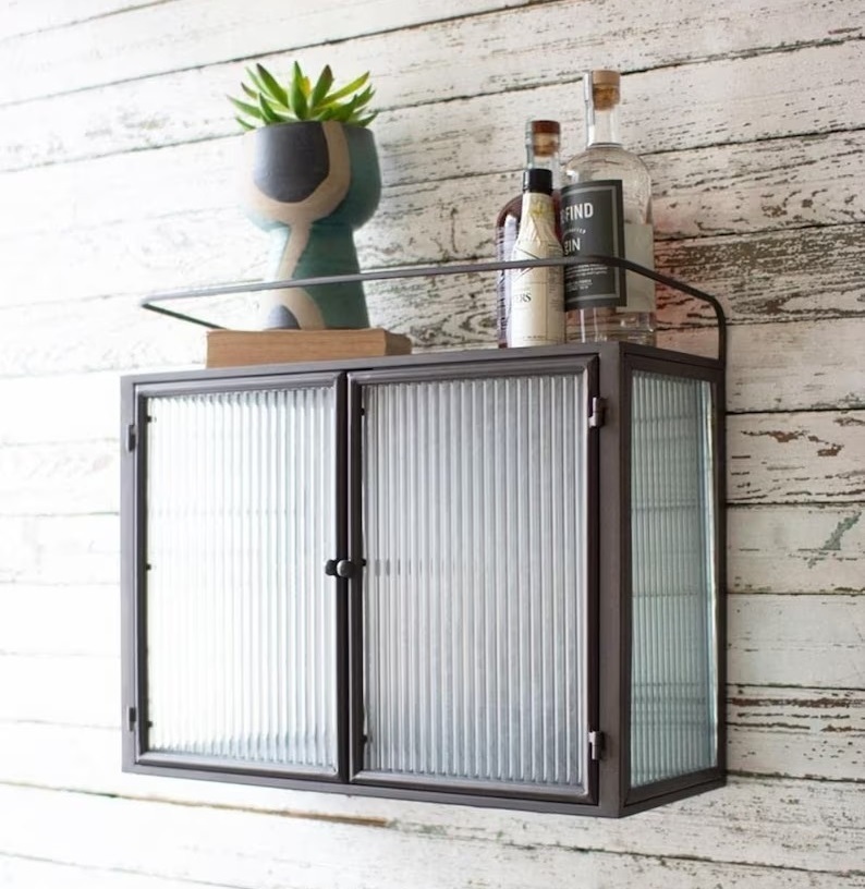Metal and glass cabinet hanging
