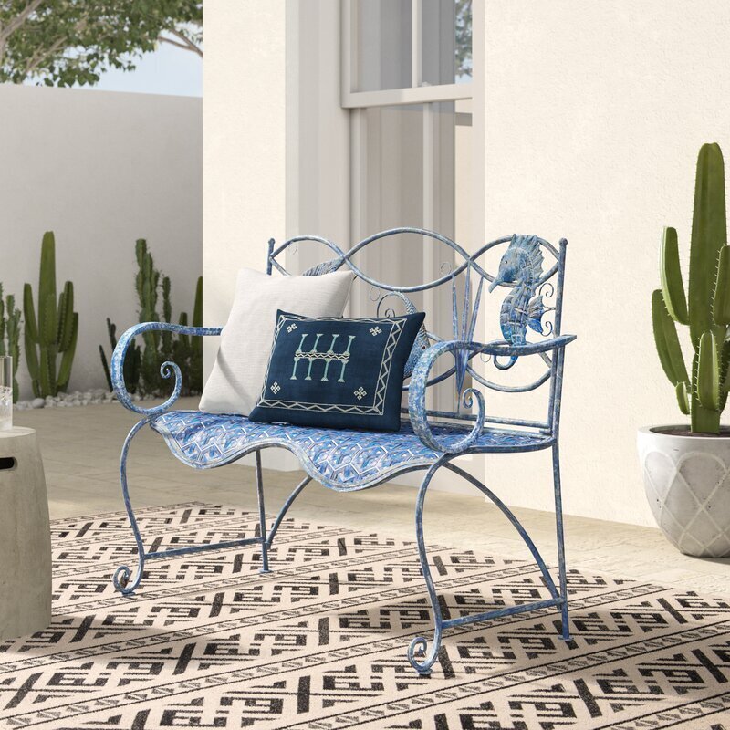 Metal Bench With Oceanic Scene