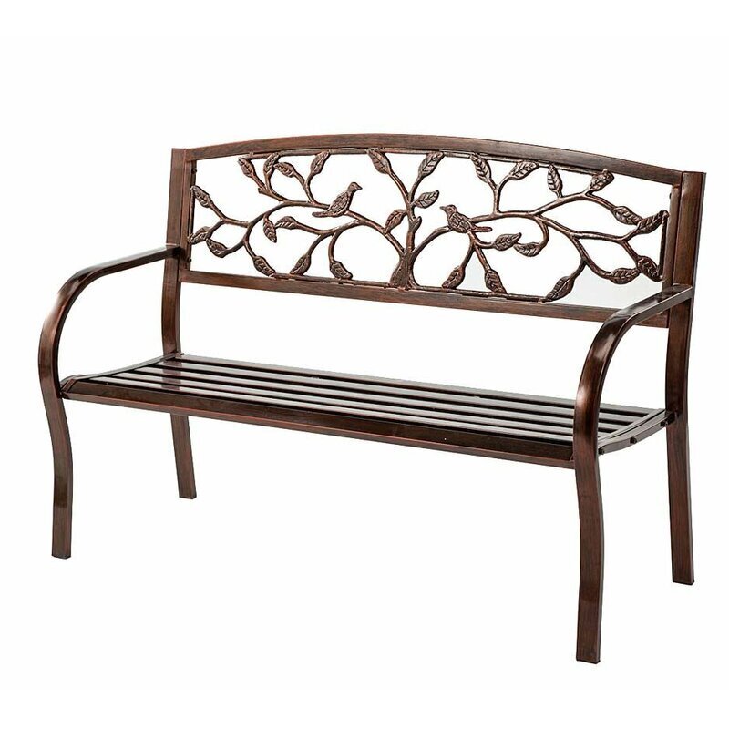 Metal Garden Bench With Straight Leg Design