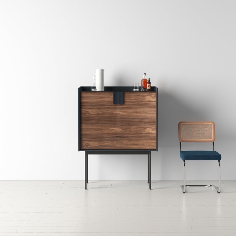 Mid century dark walnut bar cabinet