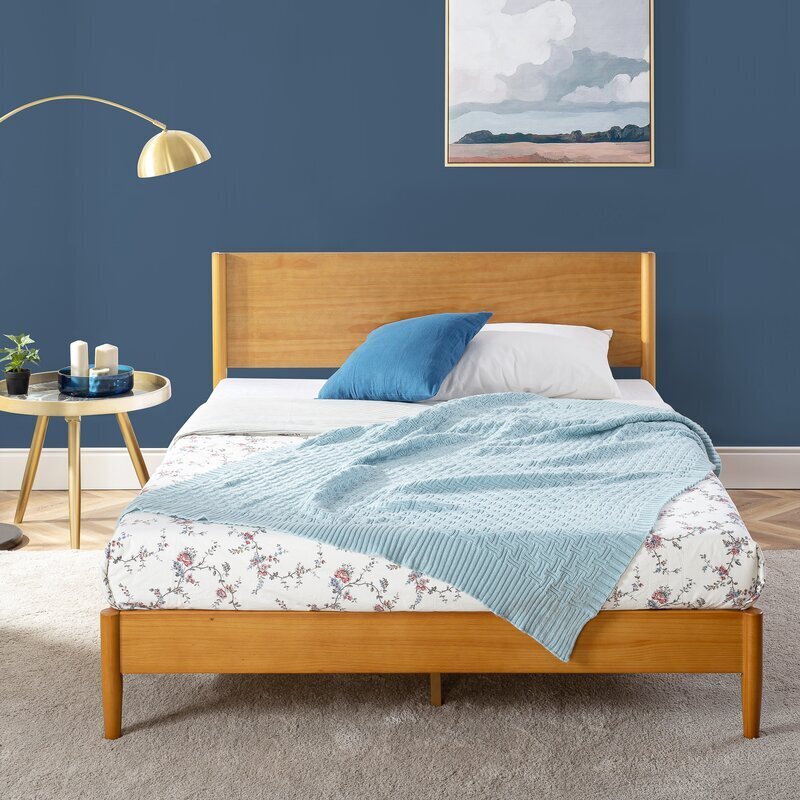 Mid Century Low Wood Bed Frame