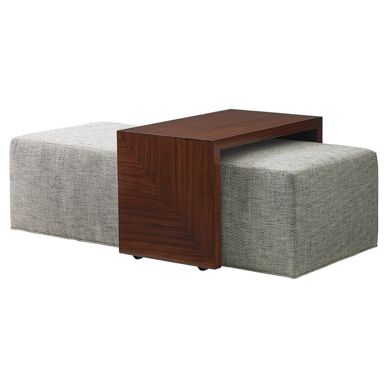 Mid Century Modern Coffee Table With Ottoman Seating