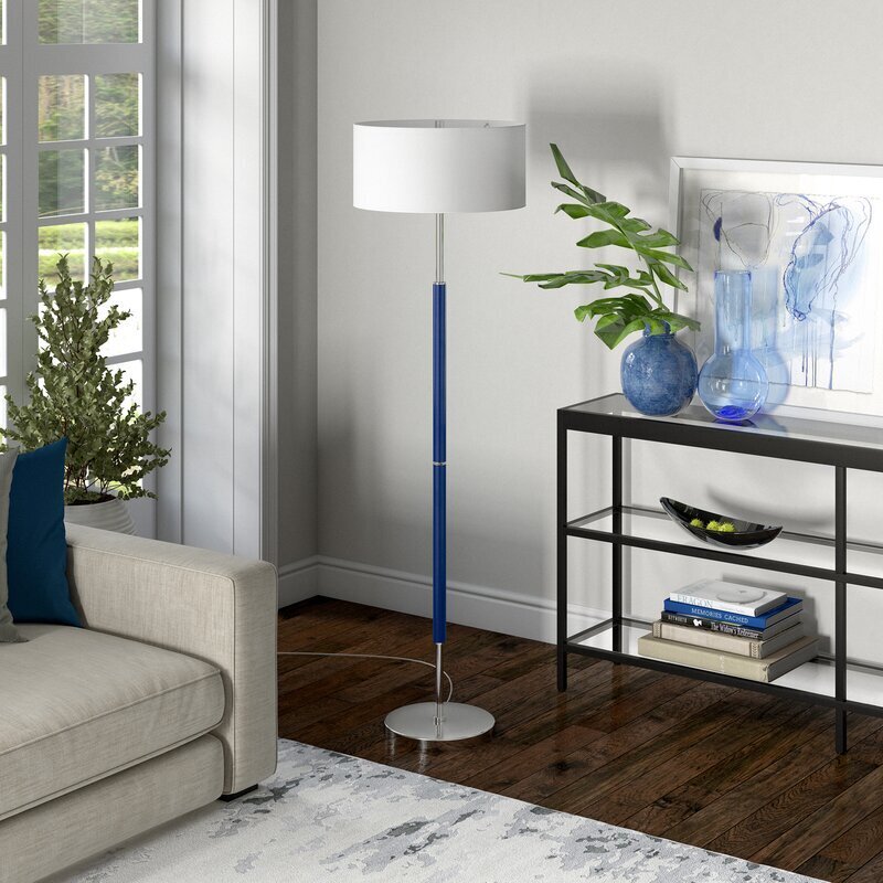 Mid century Modern Lamp With Flat Drum Shade