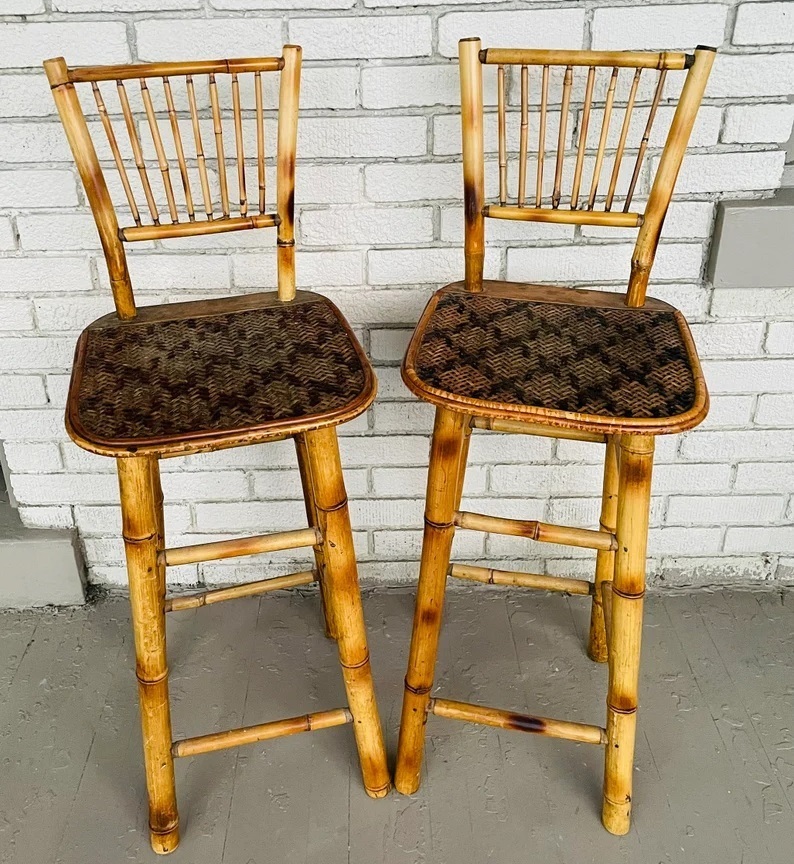 Mid Century Modern Tiki Bar Stools
