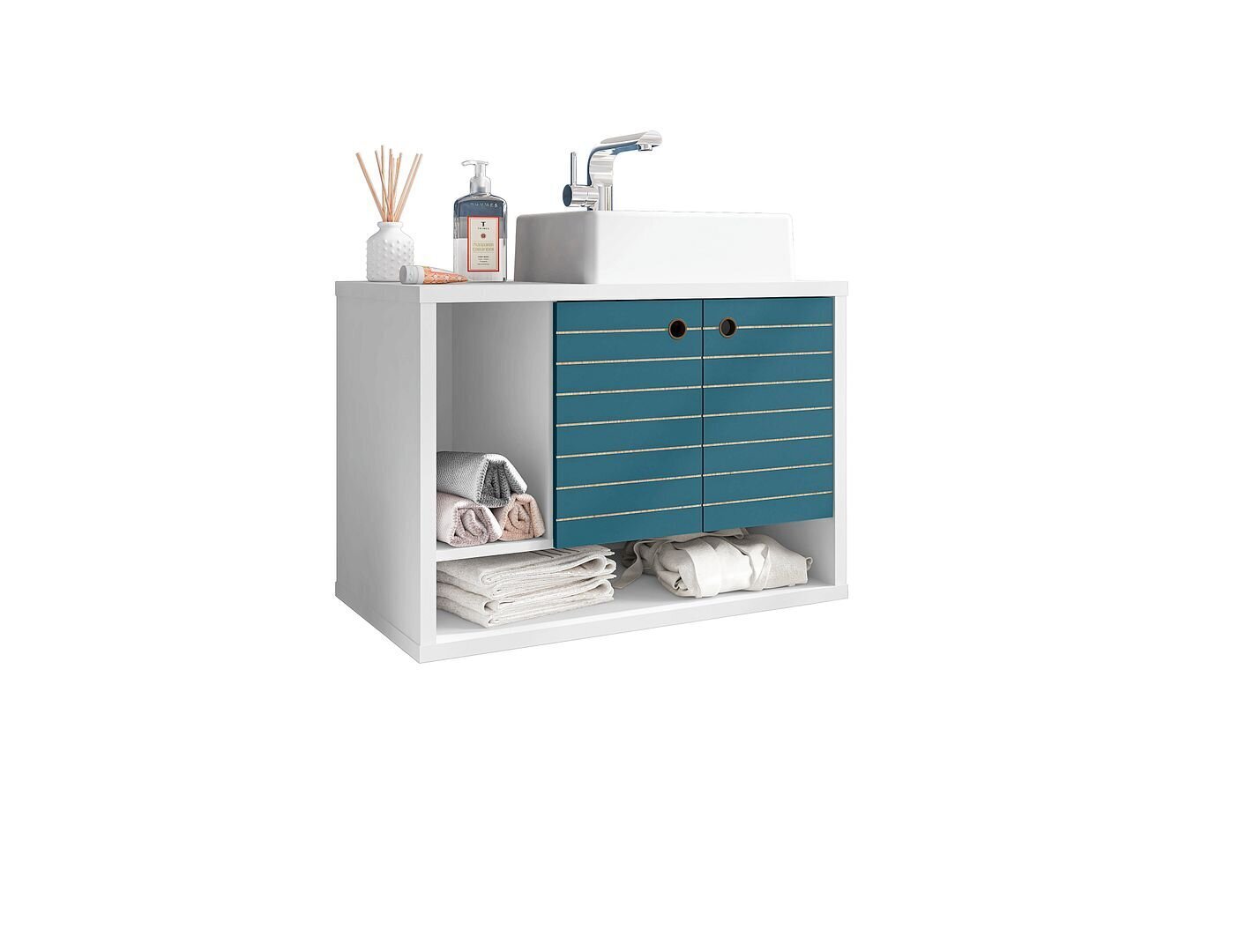Mid Century Modern Vanity Base With Vessel Sink