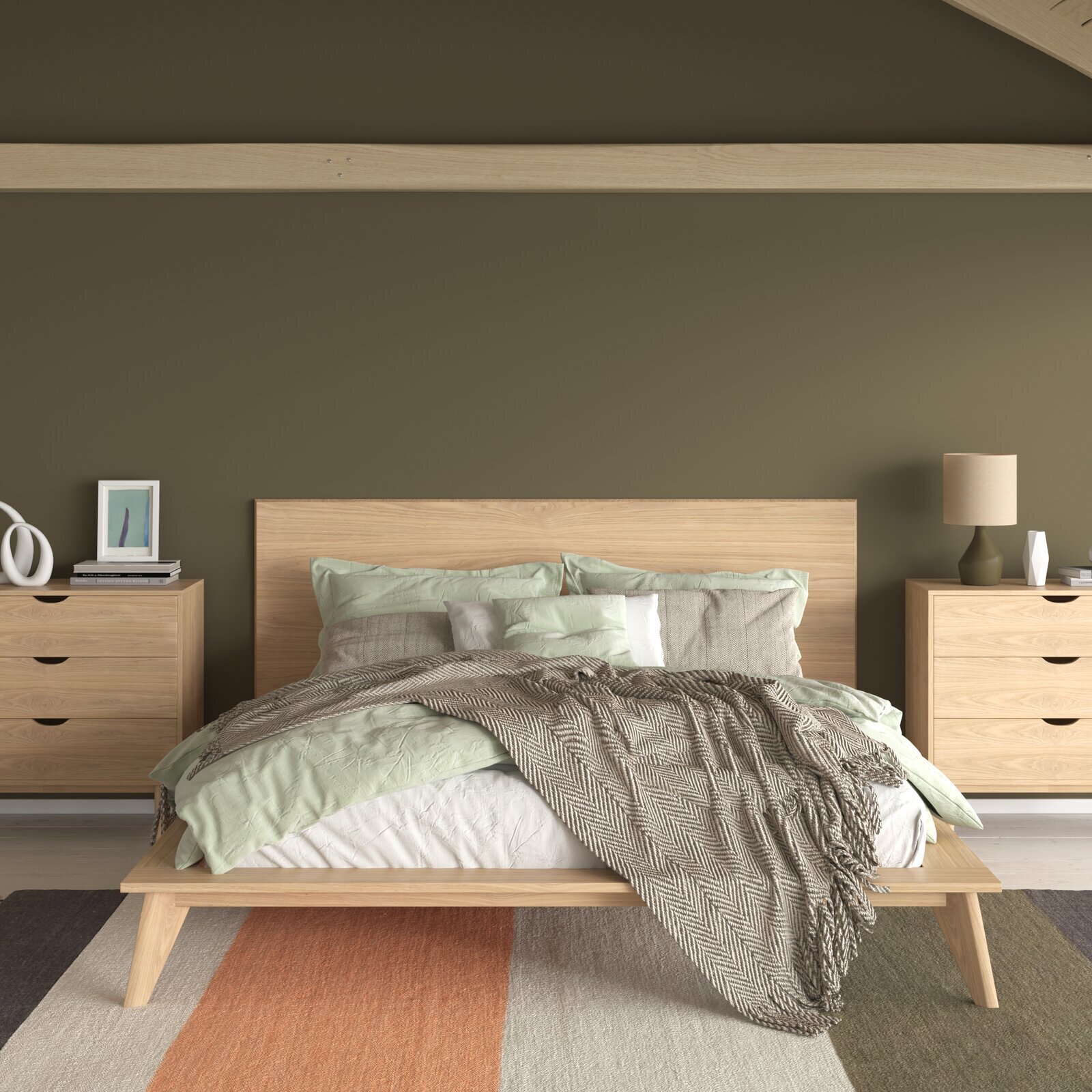 Mid century modern wooden four poster bed