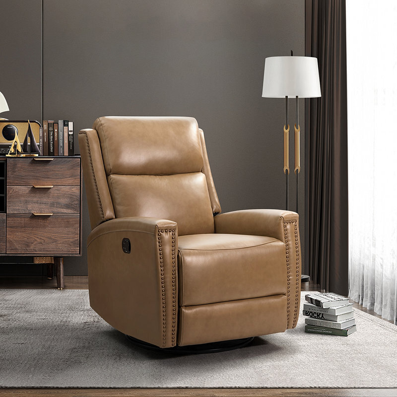Mid century recliner with nailhead trim