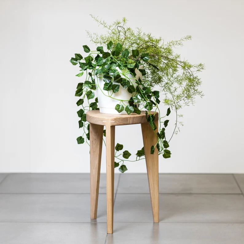Mini Oak Plant Stands Indoors