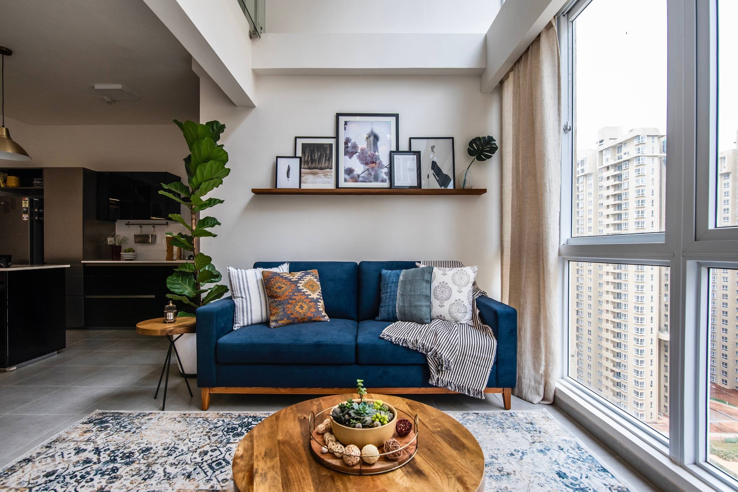 Minimalist bohemian living room in an apartment