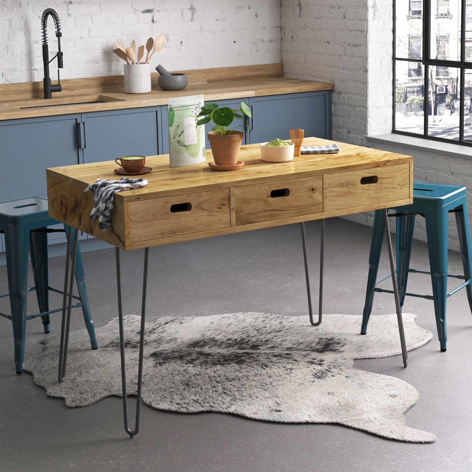 Minimalist dining table with drawers