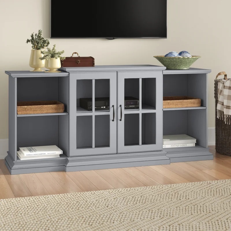 Minimalist Entertainment Center with Glass Doors