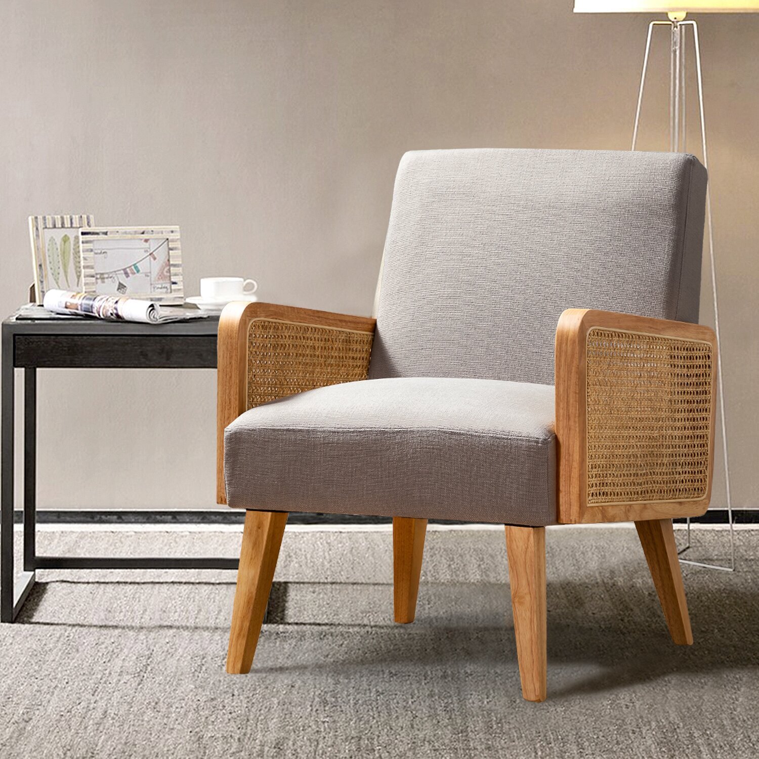 Minimalist Wicker Narrow Armchair for Sunroom