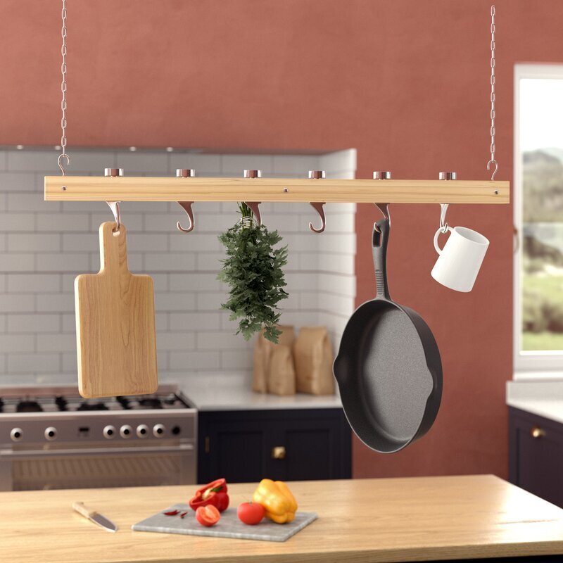 Minimalist Wooden Hanging Pot Rack