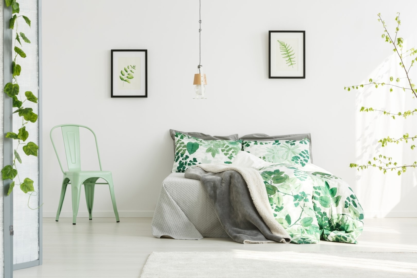 Mint chair in bedroom