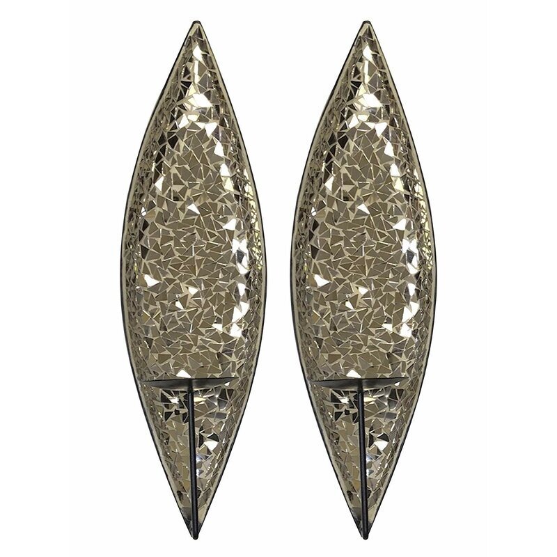 Mirrored Mosaic Glass Modern Wall Candle Holders