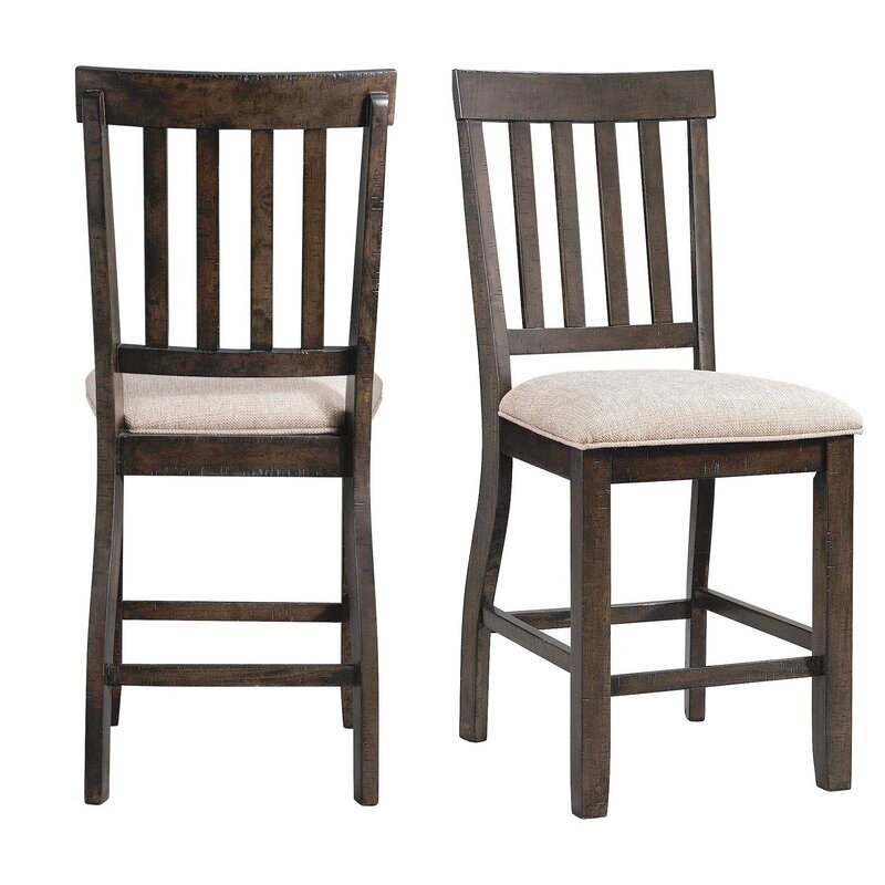 Mission counter stools with upholstered seat