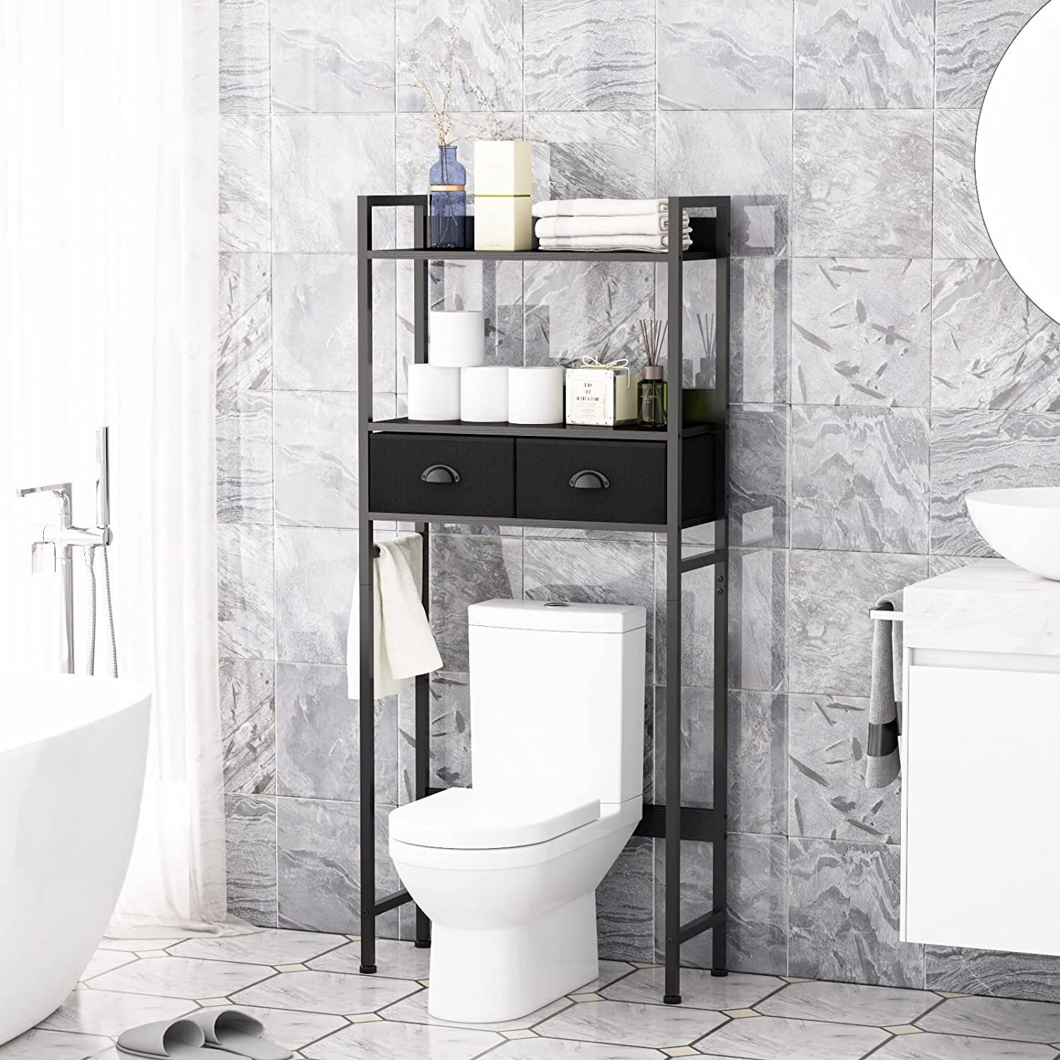 Modern Black Over Toilet Cabinet