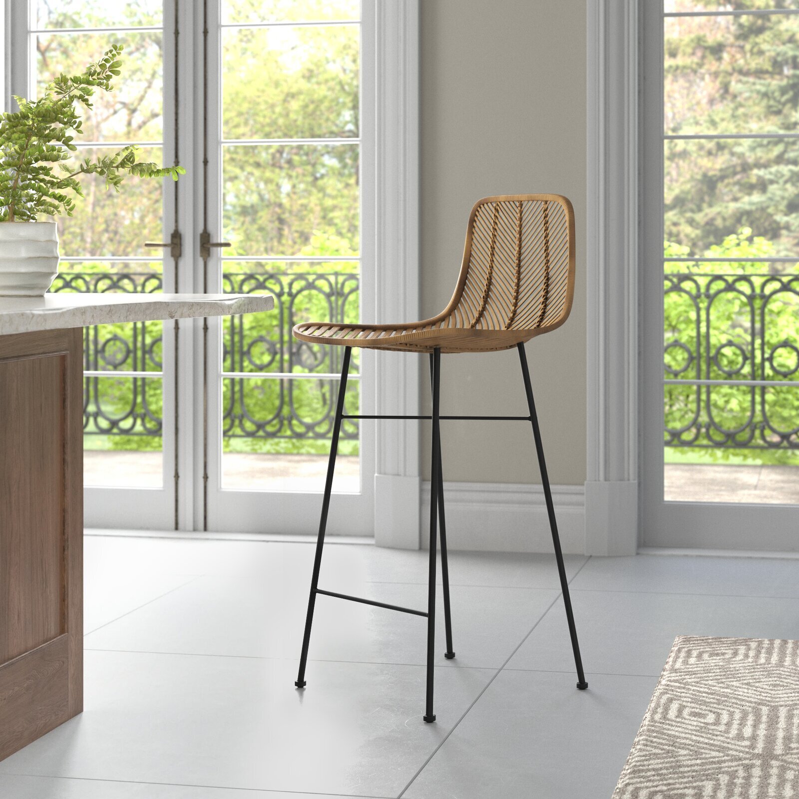 Modern Cane Counter Stool