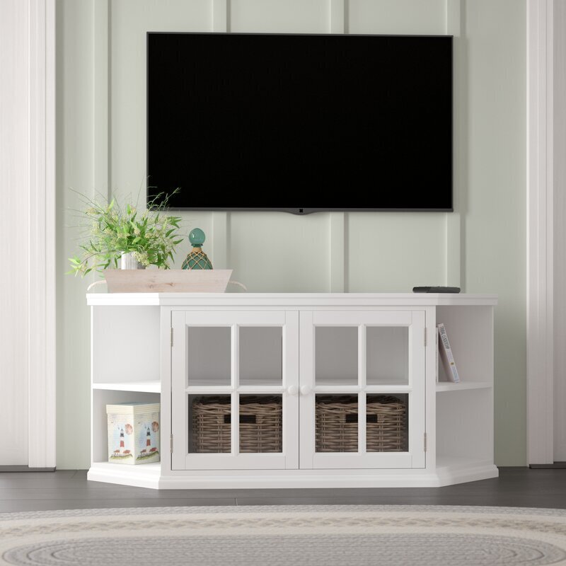 Modern Corner TV Unit with Glass Doors