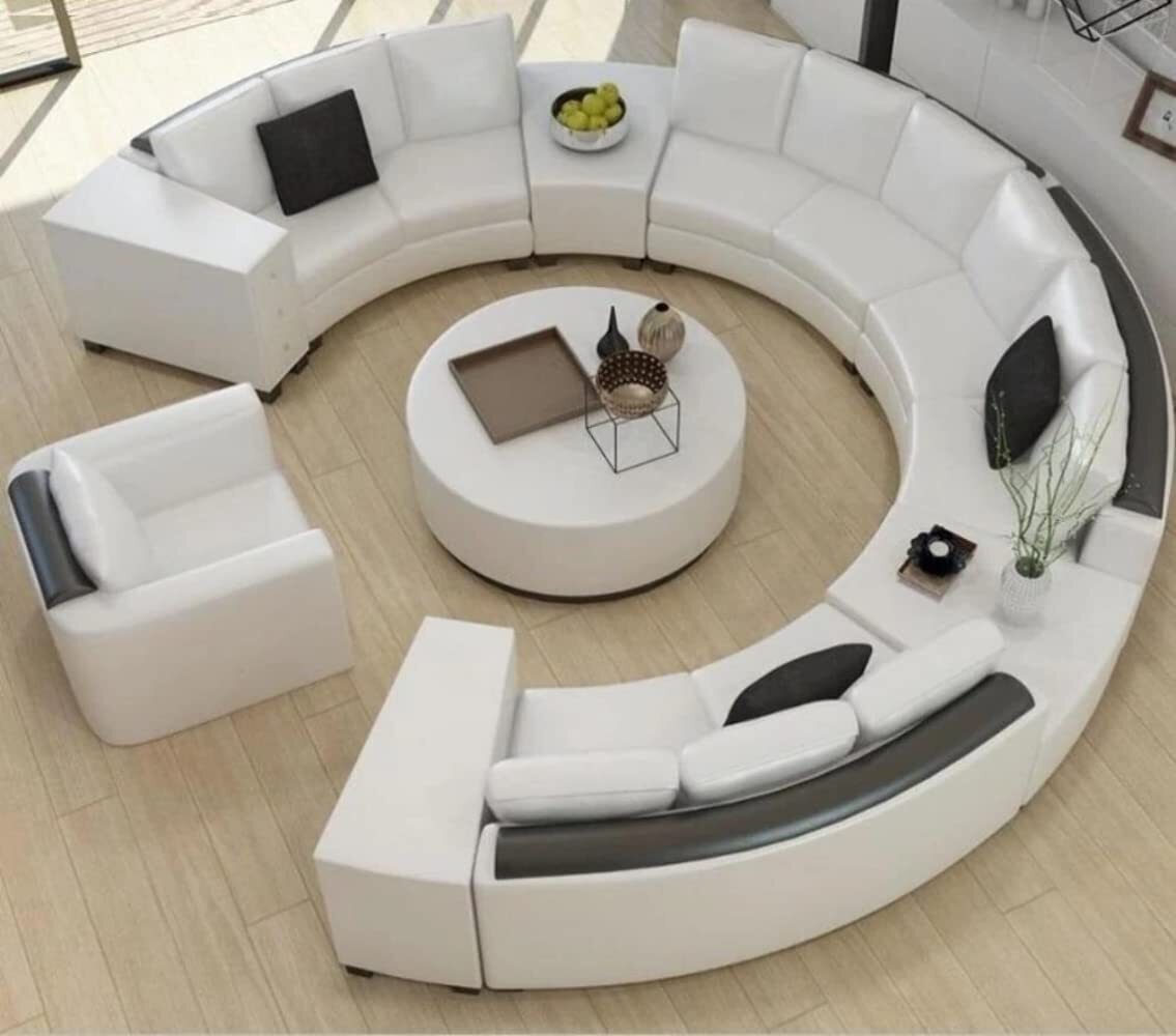 Modern Curved Leather Sofa