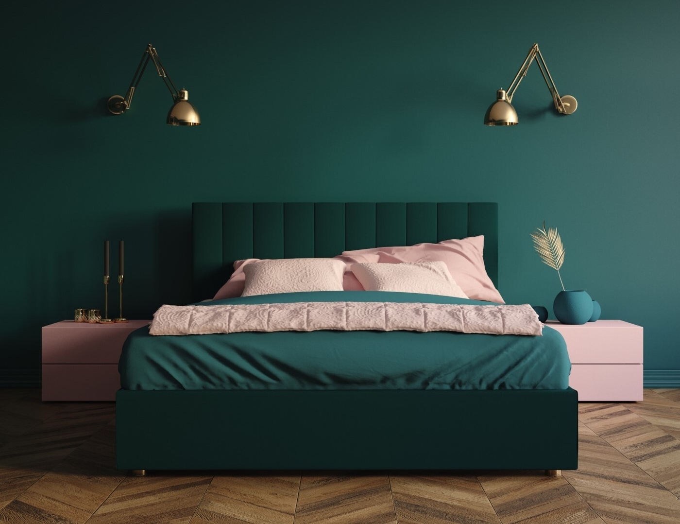 Modern dark green bedroom