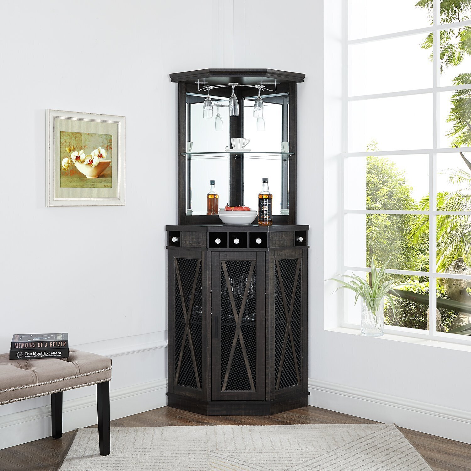 Modern Farmhouse Corner Wine Rack